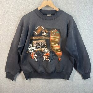 Nutmeg Mills Miami Hurricanes Football Sweatshirt Mens M Grey Vintage EUC
